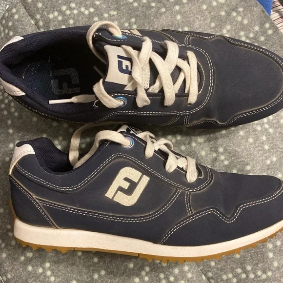 FootJoy FJ Sport Retro Spikeless Golf Shoes 92387 Navy Blue White Women's 7 - Picture 1 of 4